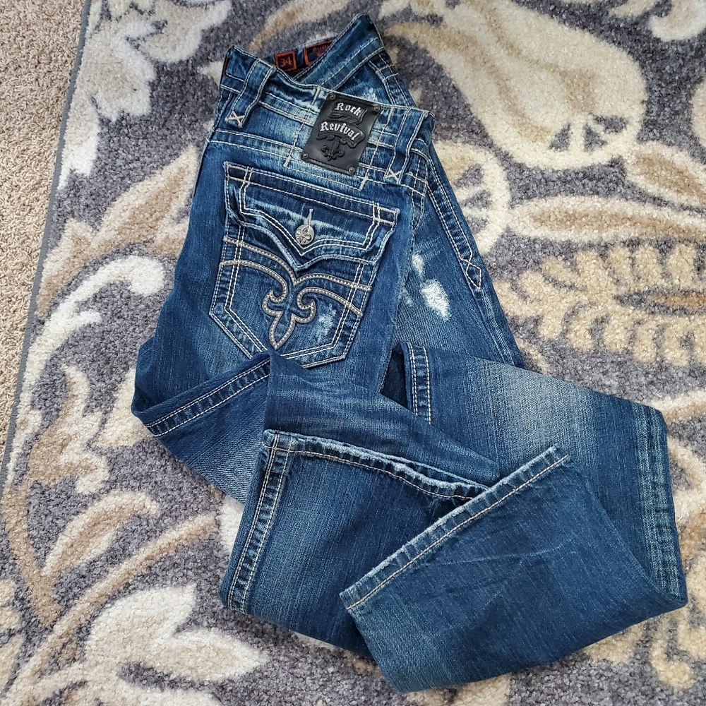 Barely used mens Rock Revival jeans 34x34